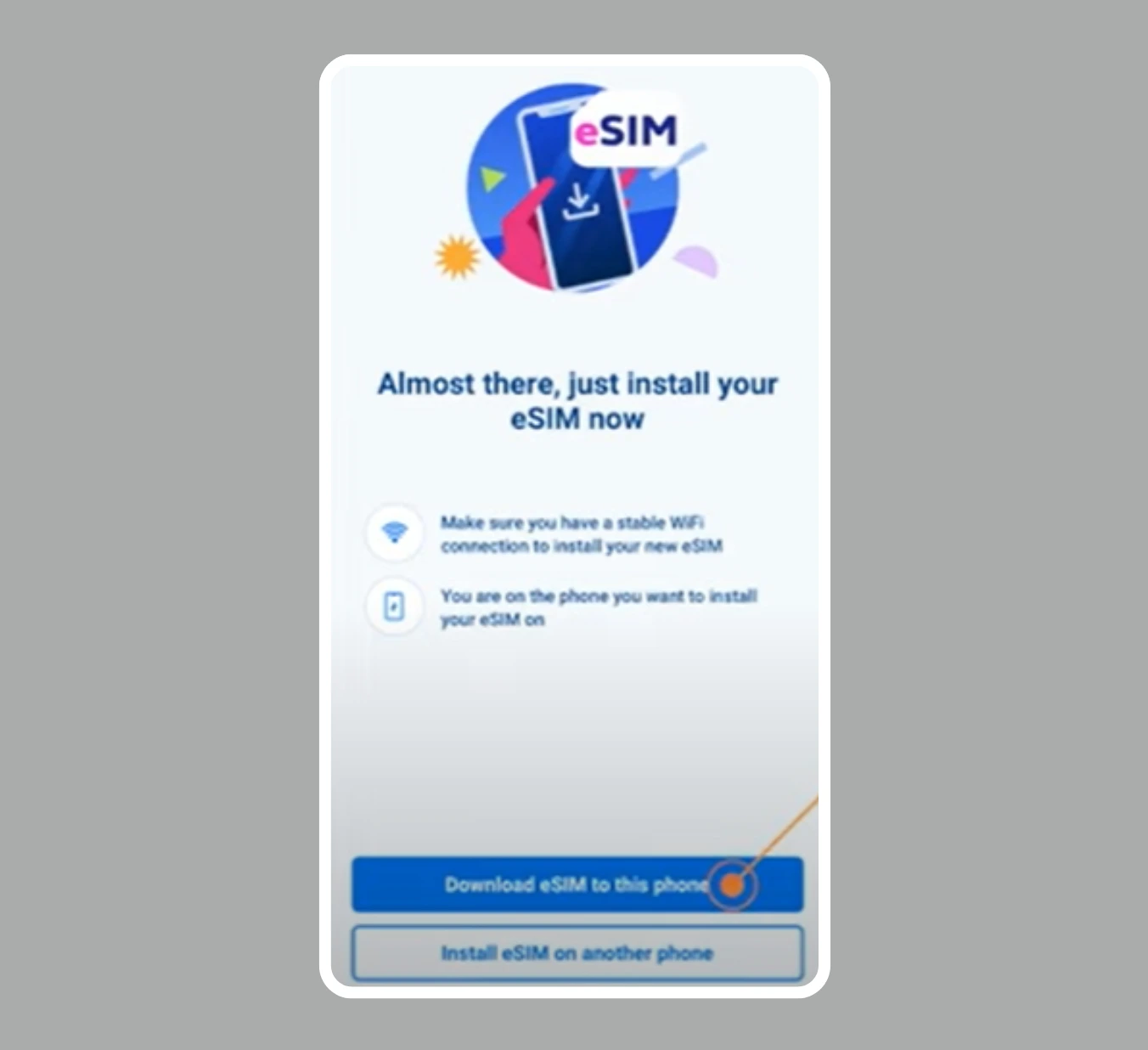 Download eSIM to this phone