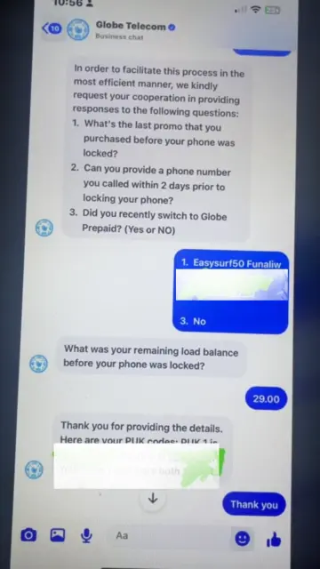 get TM SIM PUK CODE via messenger